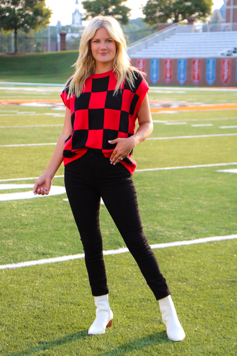 The Longest Yard Vest Top in Red/Black