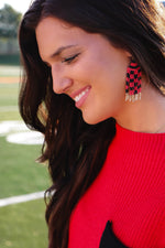 Sic 'Em Tassel Earrings in Red/Black