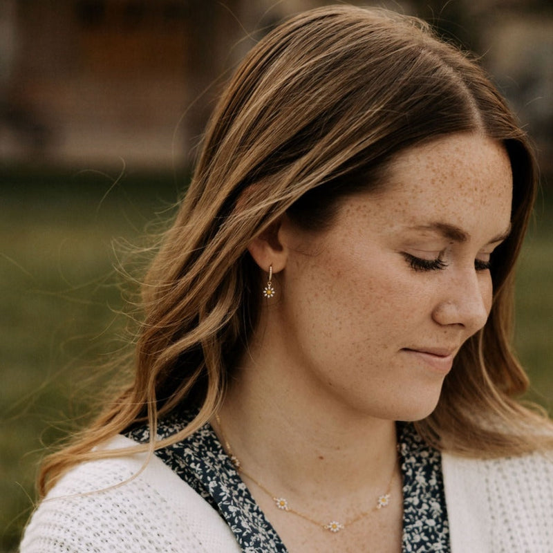 Daisy Huggie Hoop Earrings in Gold