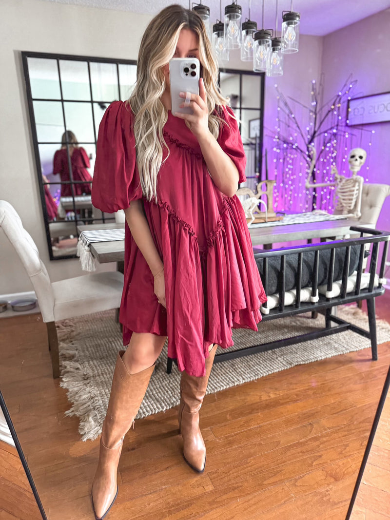 Right About It Dress in Burgundy