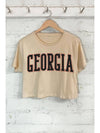 Georgia Graphic Short Crop Top in Tan