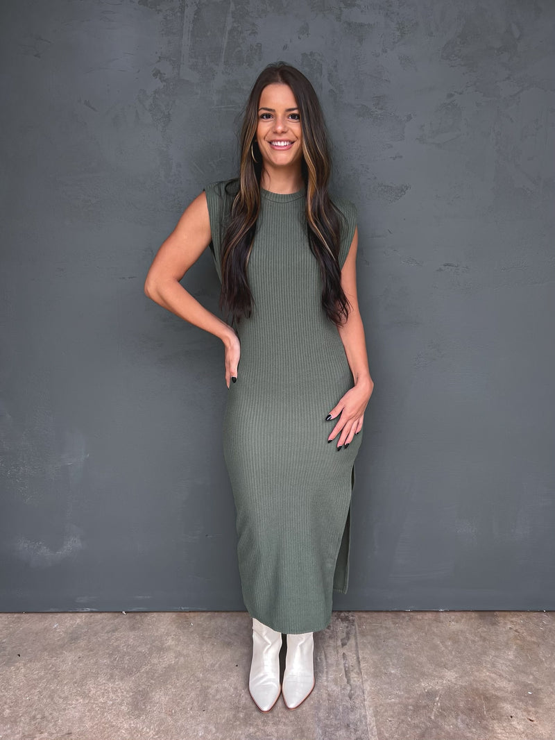 Light Up My World Midi Dress in Olive