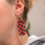 Sic 'Em Tassel Earrings in Red/Black