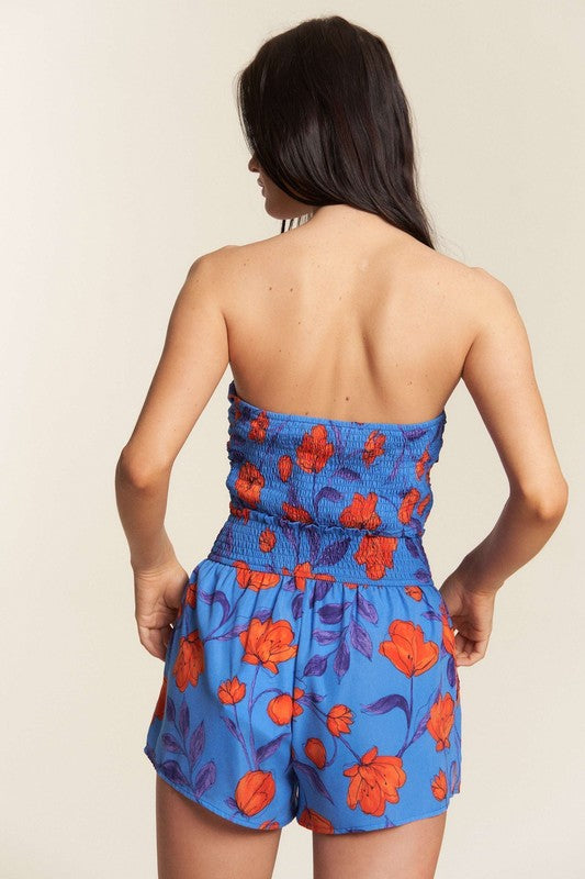 Waves of Summer Tube Top in Blue/Orange