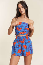 Waves of Summer Tube Top in Blue/Orange