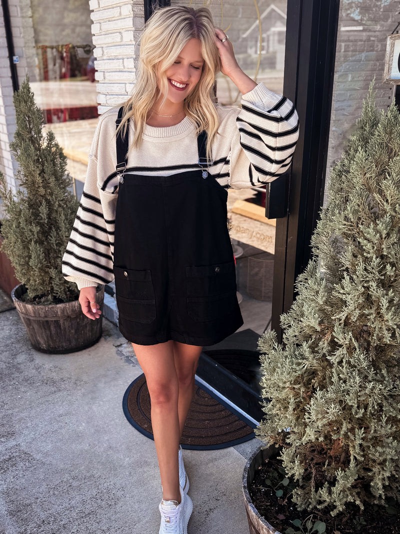 Friends Forever Overall Dress in Black