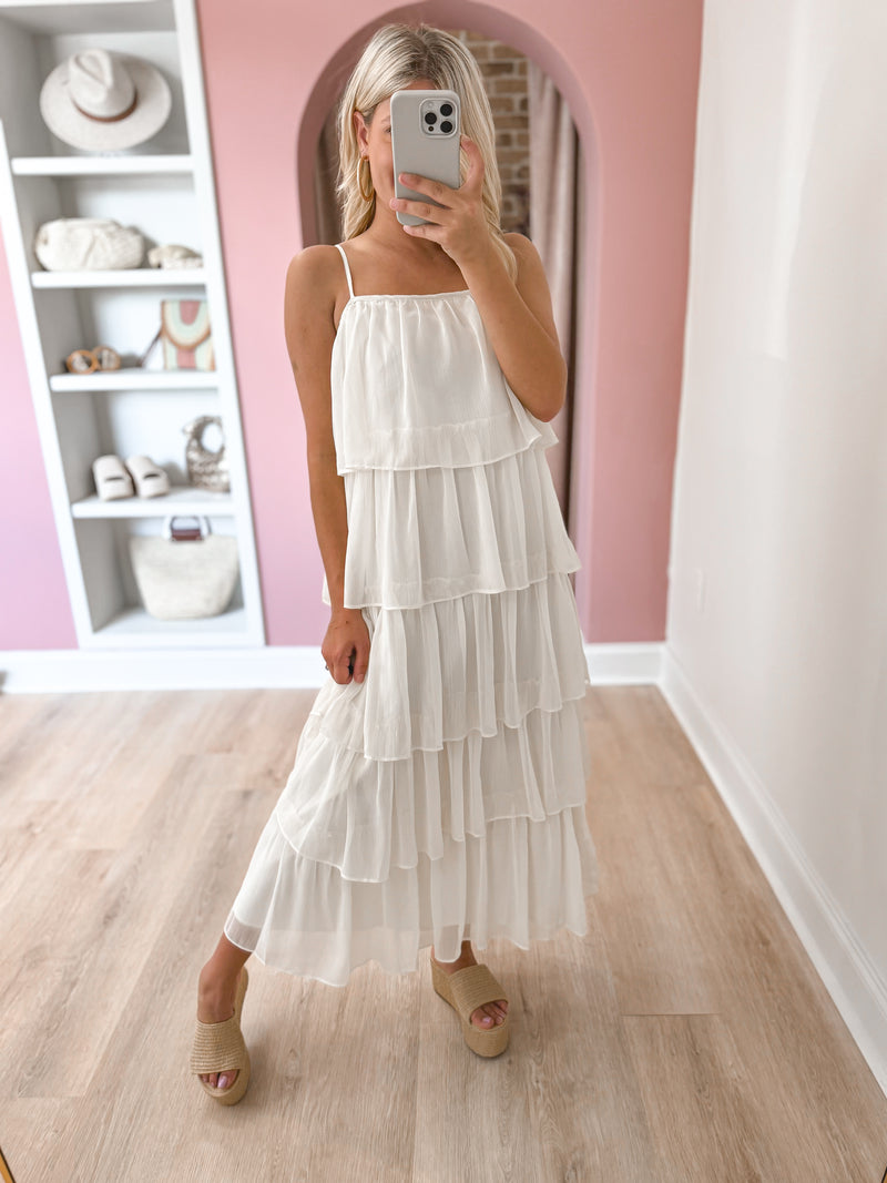 Darling You Midi Dress in Cream