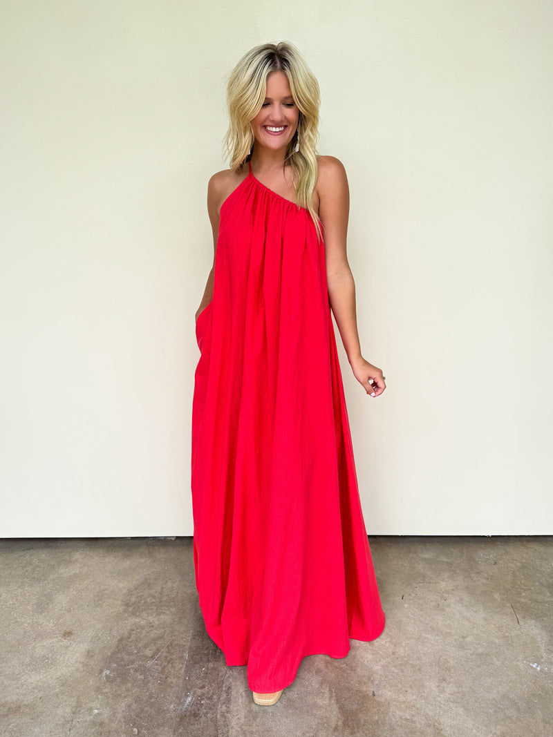 Warm Hearted Maxi Dress in Red