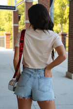 Georgia Graphic Short Crop Top in Tan