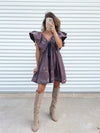 Fall Florals Dress in Dark Purple