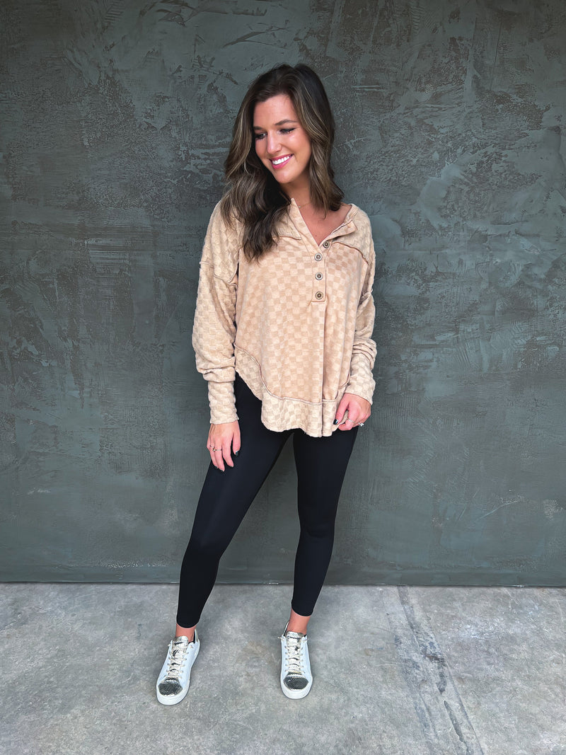 Good Vibes Top in Taupe