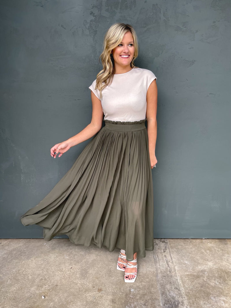 Peaceful Soul Maxi Skirt in Olive
