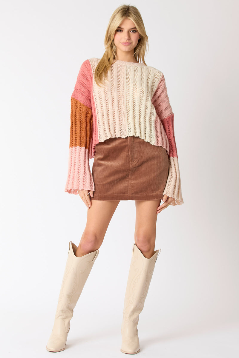 Autumn Hues Sweater in Cream/Pink