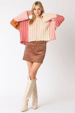 Autumn Hues Sweater in Cream/Pink