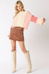 Autumn Hues Sweater in Cream/Pink