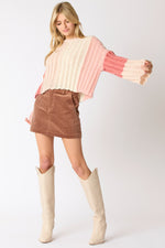 Autumn Hues Sweater in Cream/Pink