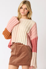 Autumn Hues Sweater in Cream/Pink