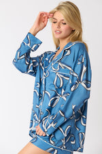 Bow PJ Top in Blue