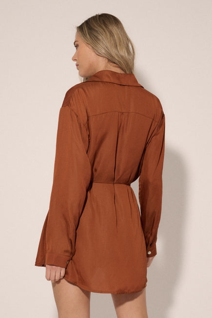 Tabs On You Romper in Camel