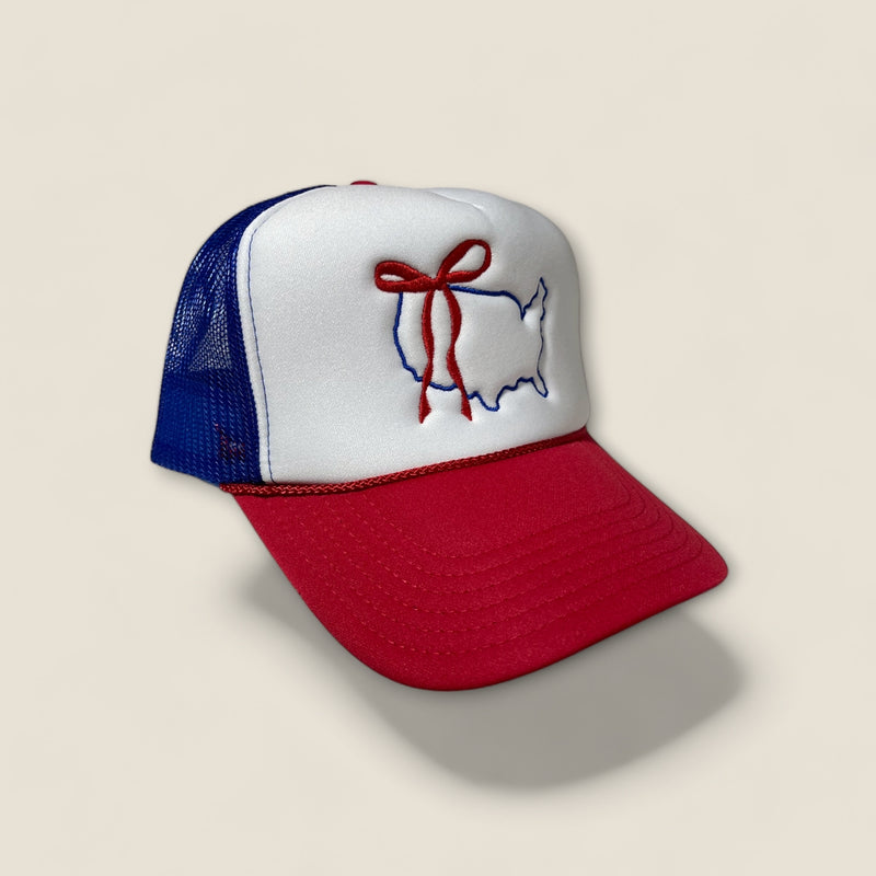 America Bow Trucker Hat in Red/White/Blue