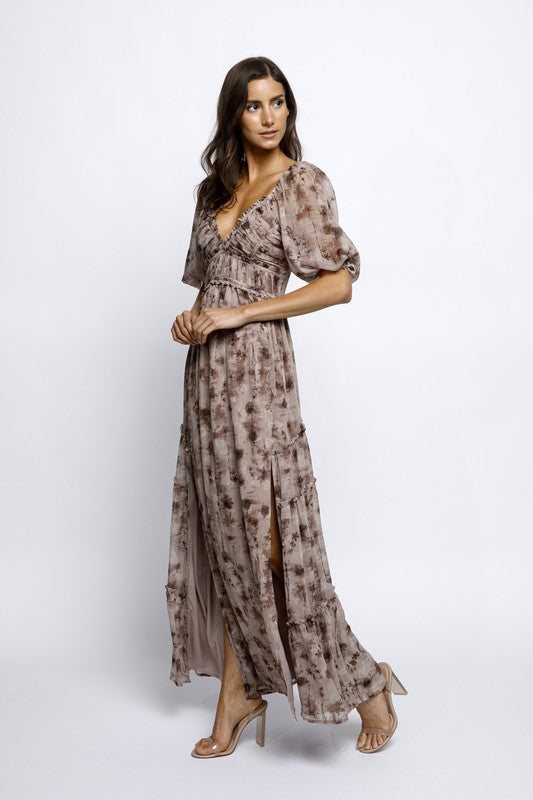 Ballroom Beauty Maxi Dress in Taupe/Brown