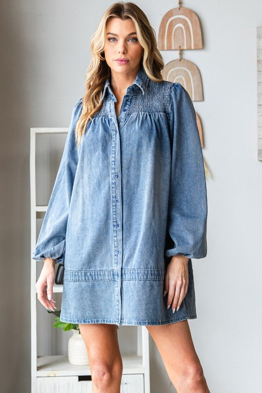 Hush The Fuss Dress in Denim