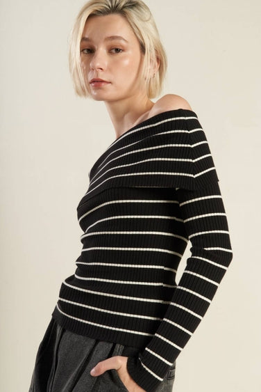 Stripe A Pose Sweater in Black/White