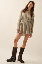 Tabs On You Romper in Light Olive