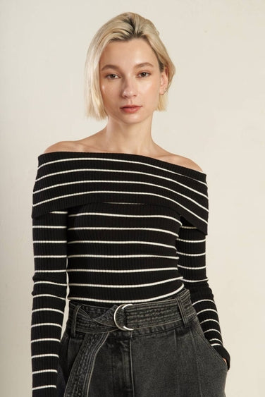 Stripe A Pose Sweater in Black/White