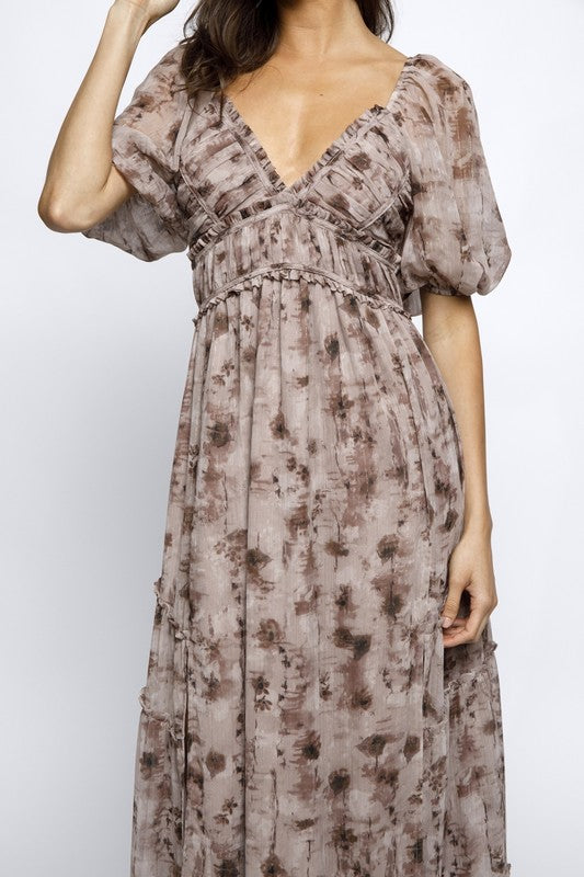 Ballroom Beauty Maxi Dress in Taupe/Brown