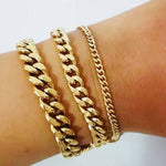 Cuban Chain Bracelets in Gold - 3 Chain Sizes