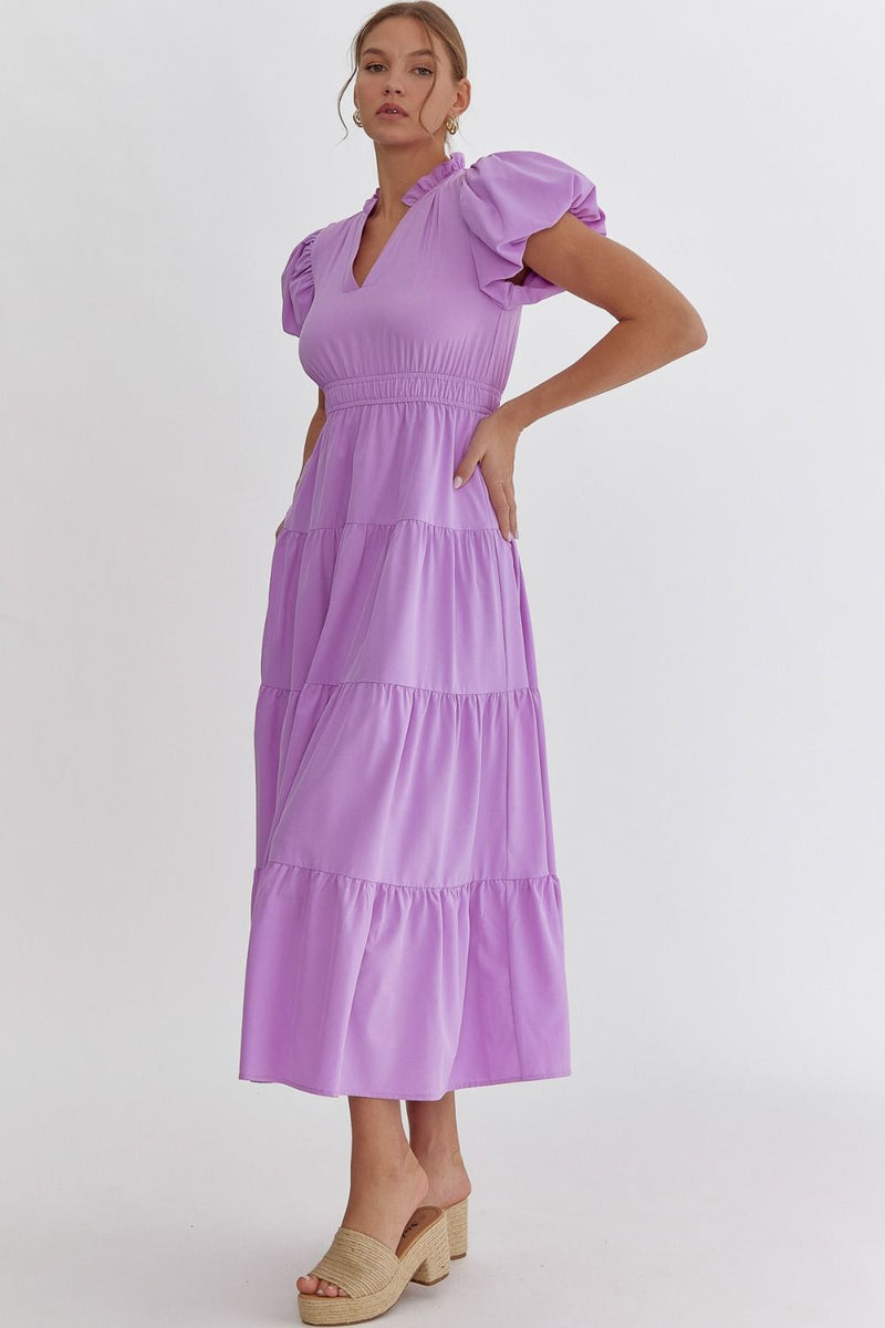 Get Up and Glow Midi Dress in Lavender