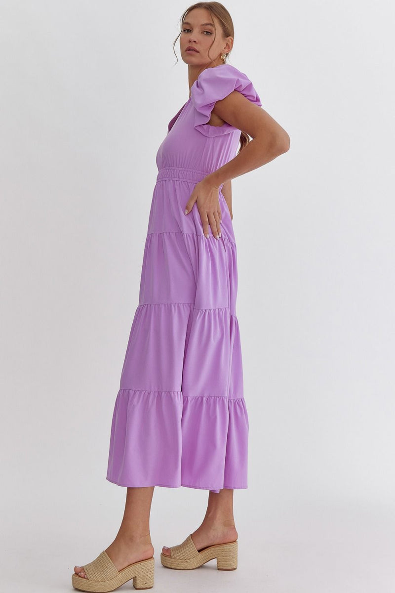 Get Up and Glow Midi Dress in Lavender