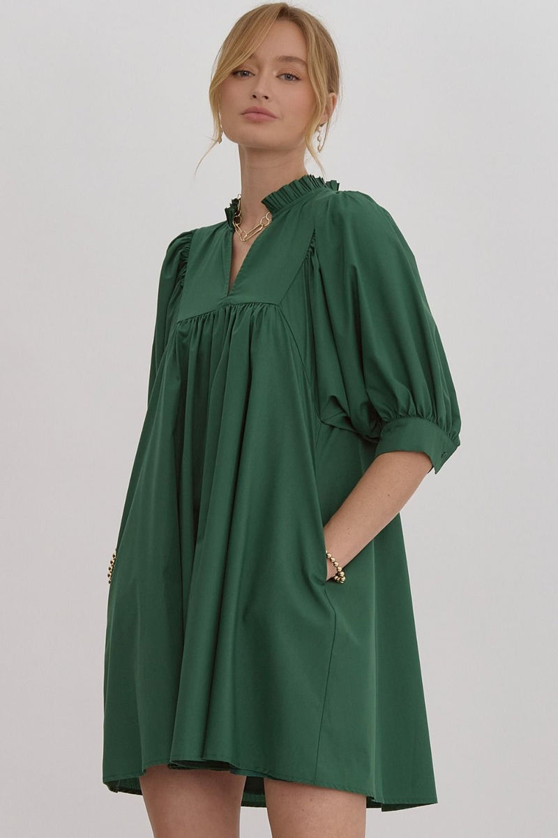 Afternoon Date Dress in Hunter Green