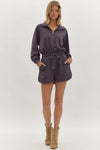 Weigh Your Options Romper in Charcoal