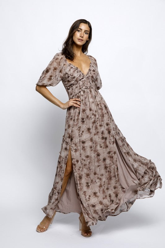 Ballroom Beauty Maxi Dress in Taupe/Brown