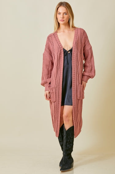 Getting Cozy Cardigan in Mauve