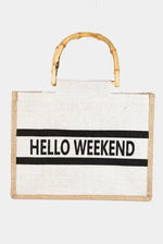 Hello Weekend Tote Bag in Ivory