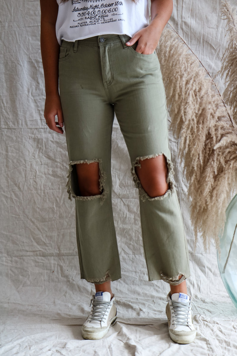 Here We Go Jeans in Olive