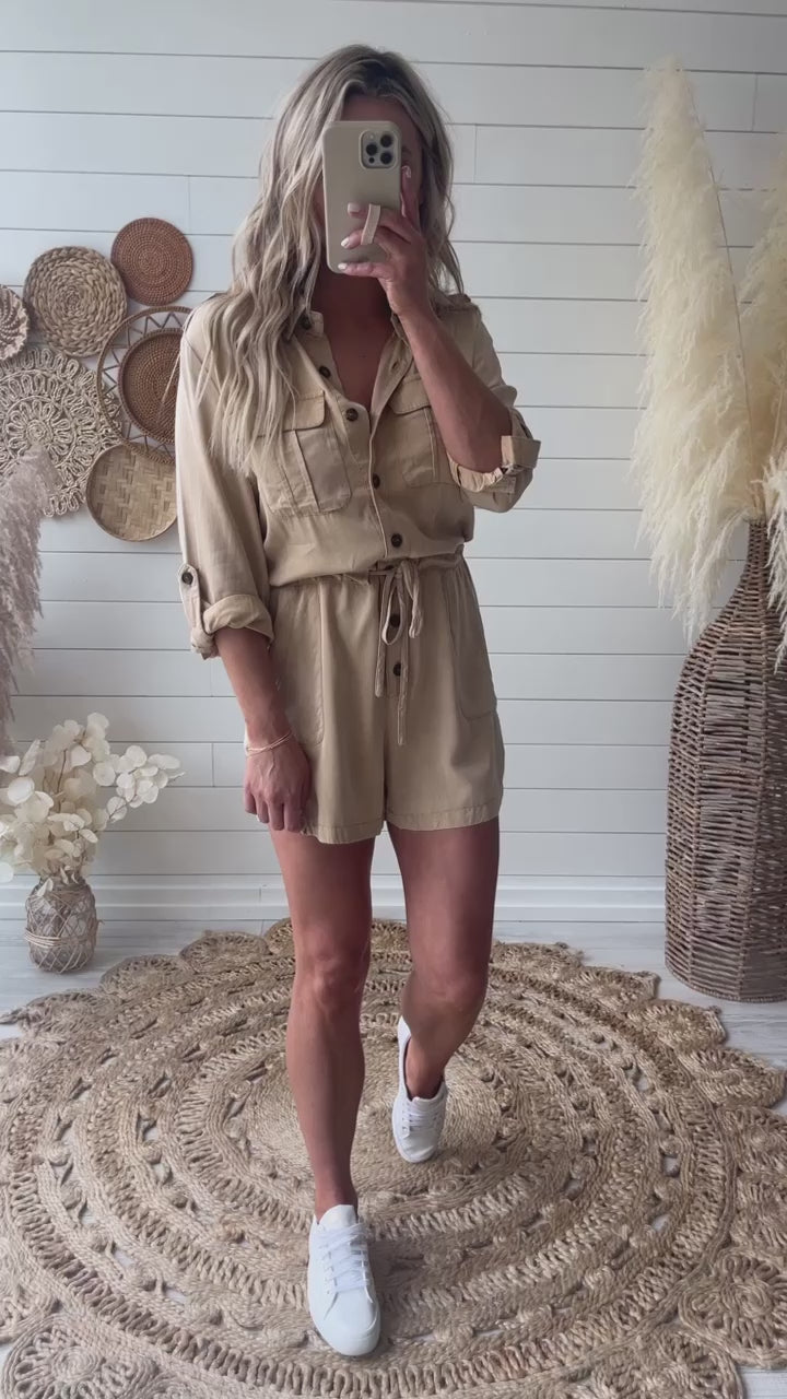 Essential Ease Romper in Yellow/Camel