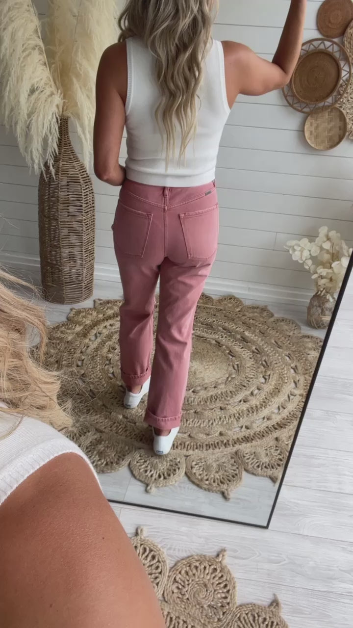 Spring Forward Straight Jeans in Coral