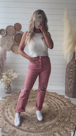 Spring Forward Straight Jeans in Coral