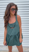 It's A Winner Romper in Hunter Green