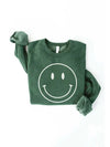 Smiley Face Graphic Sweatshirt in Green