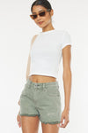 Off The Grid Denim Shorts in Olive