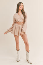 Wrapped Up In You Top in Taupe