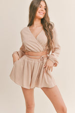 Wrapped Up In You Top in Taupe