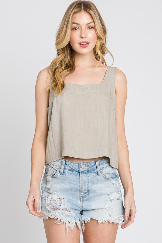 Going Up Tank Top in Pale Olive