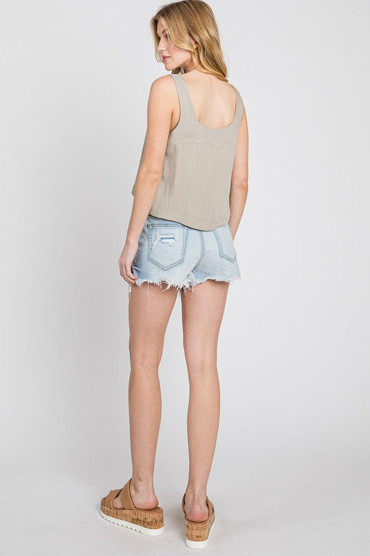 Going Up Tank Top in Pale Olive