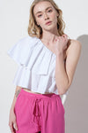 Ruffle Some Feathers Top in  Off White
